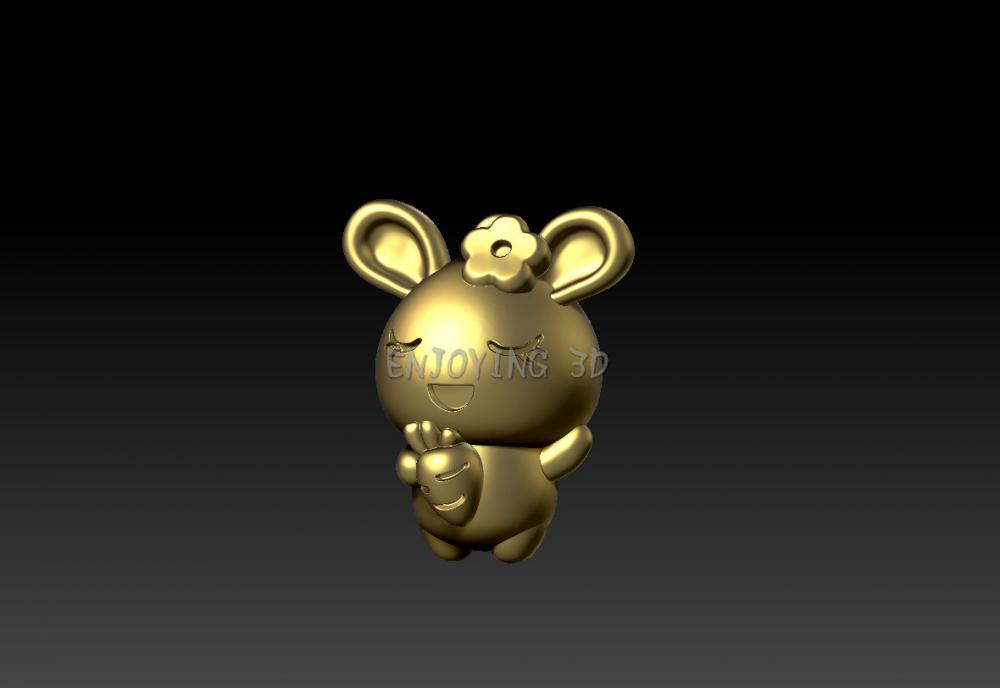 小白兔吊墜-小白兔擺件3D打印模型