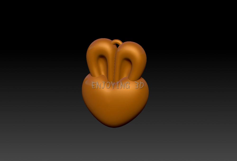 愛心兔耳吊墜 1 & 23D打印模型