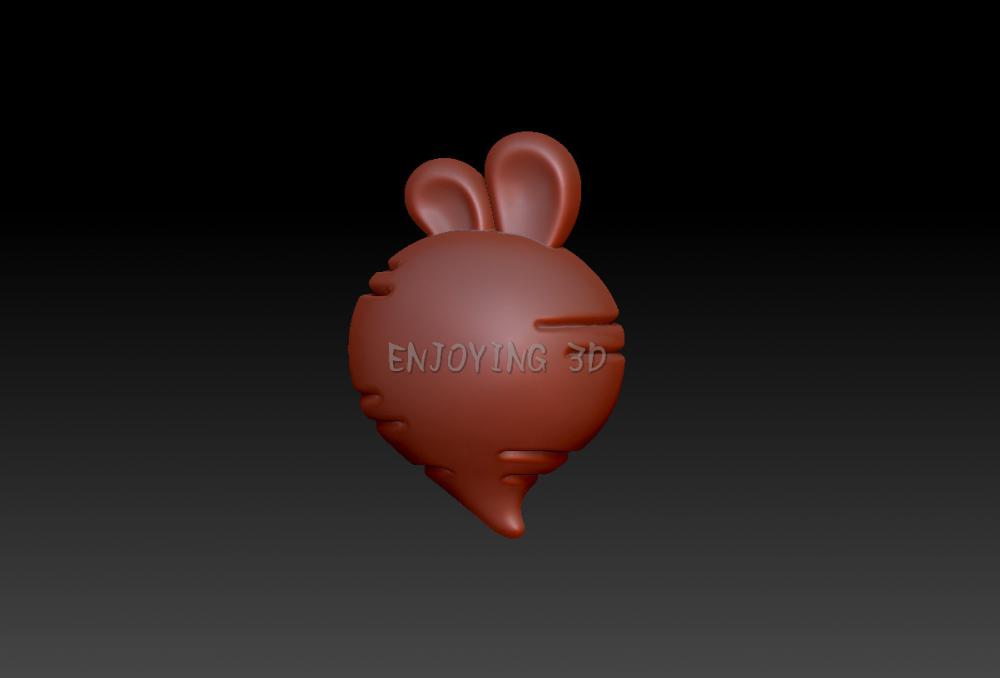 兔耳蘿卜-吊墜3D打印模型