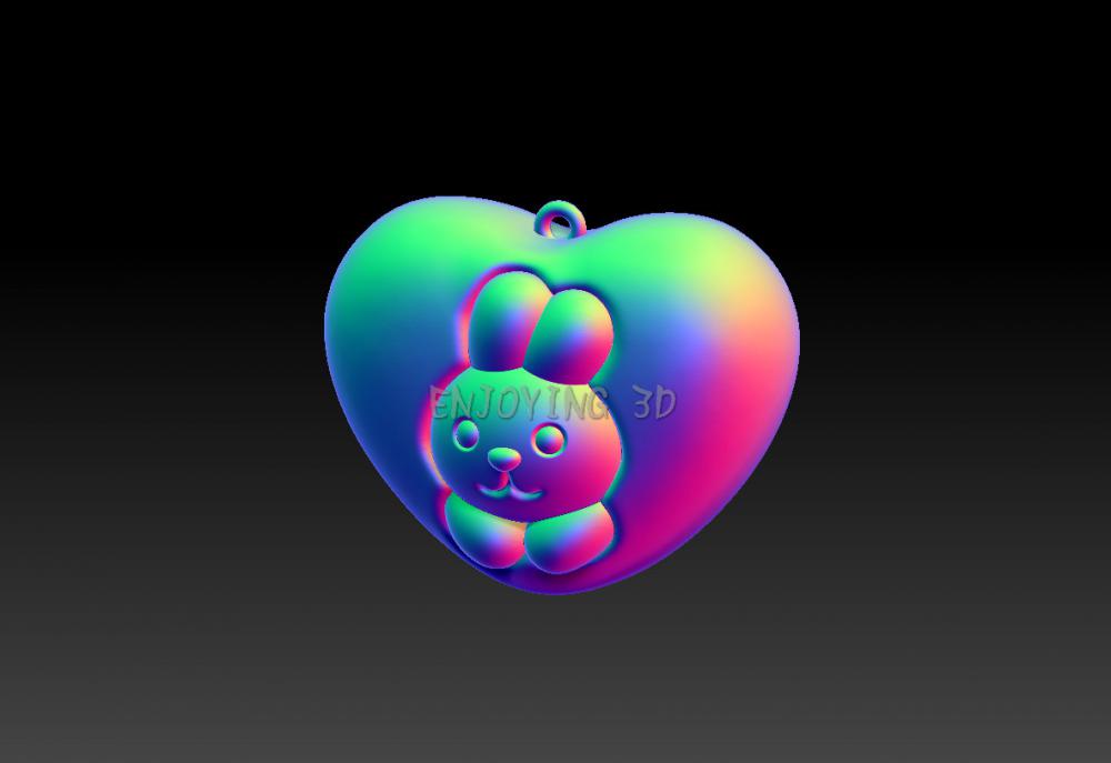 愛心兔-吊墜 1 & 23D打印模型