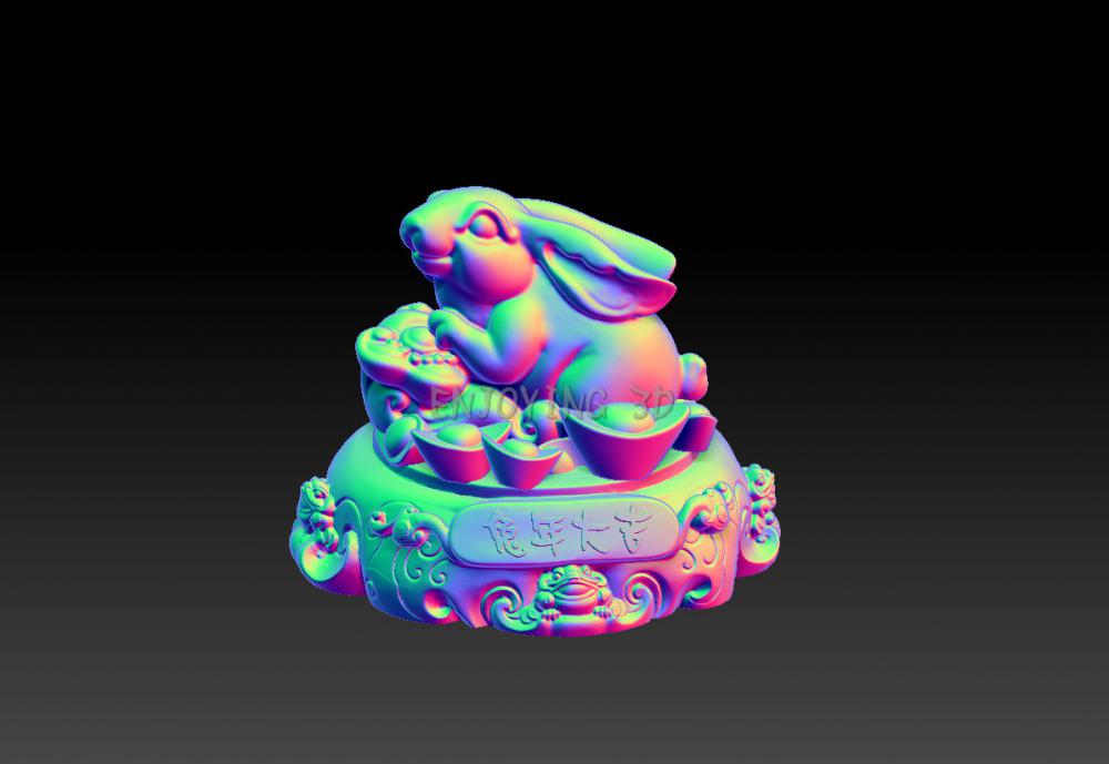 兔年大吉-聚財(cái)擺件 13D打印模型