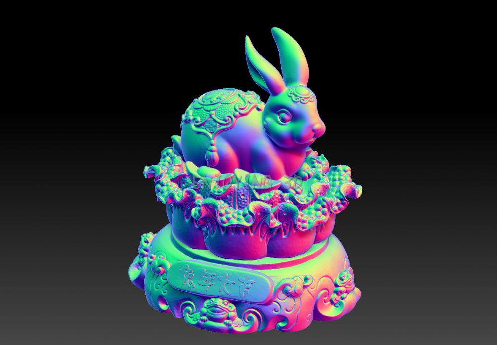 兔年大吉-八方聚財(cái)擺件 23D打印模型