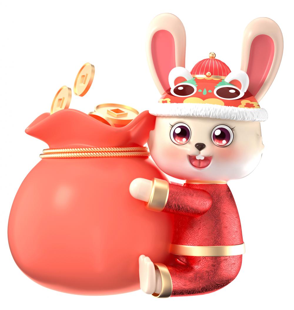 兔年 發(fā)財(cái) 錢袋3D打印模型