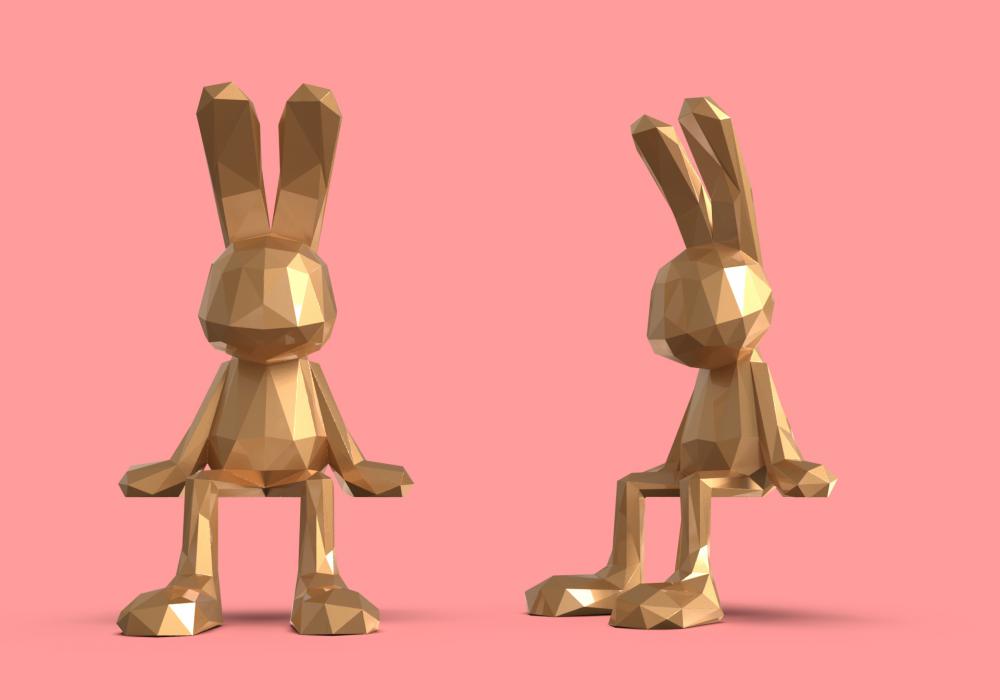 坐著的兔子（兩個）3D打印模型
