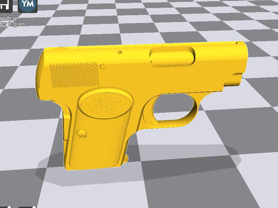 1/6兵人武器勃朗寧袖珍手槍3D打印模型