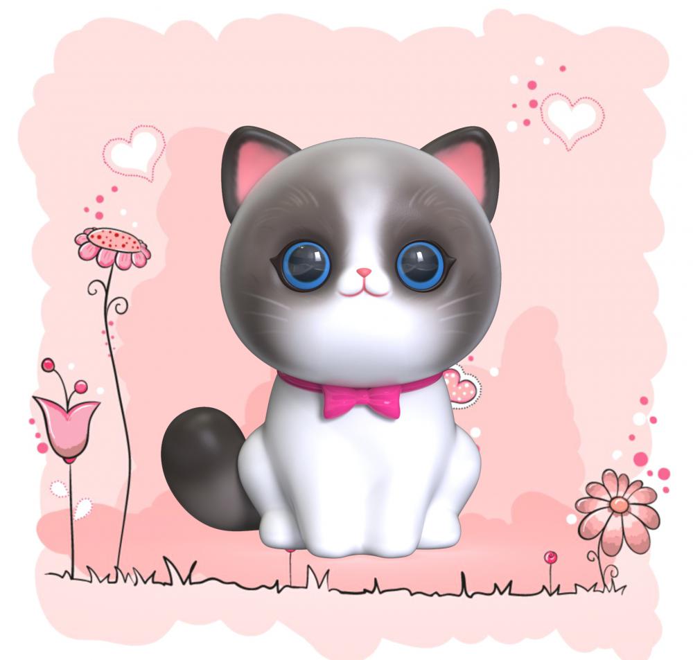 卡通貓咪3D打印模型