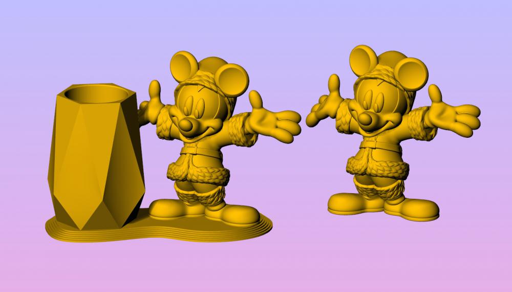 圣誕米奇擺件+筆筒3D打印模型
