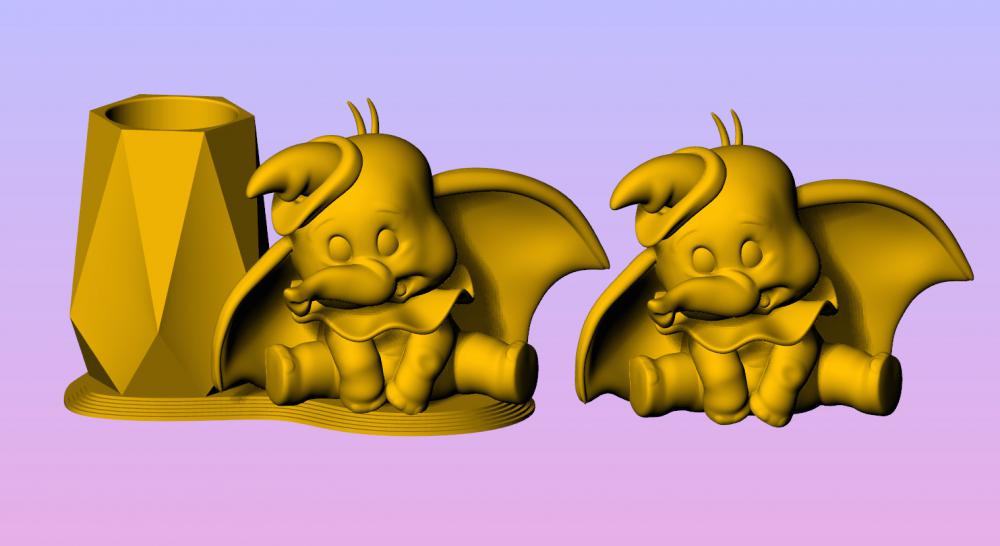 小飛象擺件+筆筒3D打印模型
