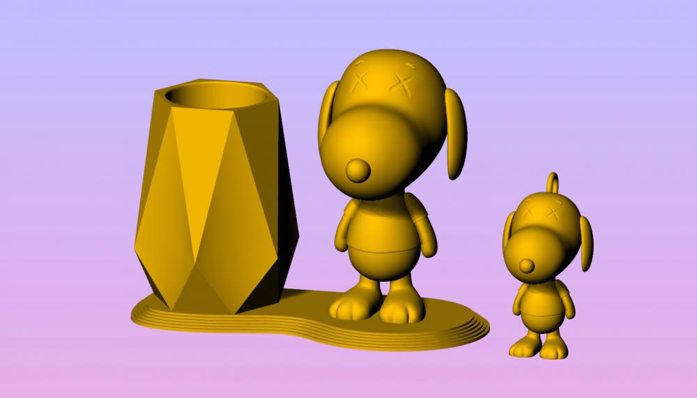 史努比鑰匙扣+筆筒3D打印模型
