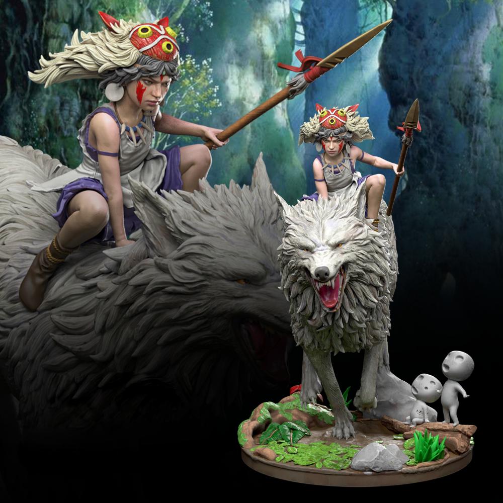 幽靈公主 公主騎白狼3D打印模型