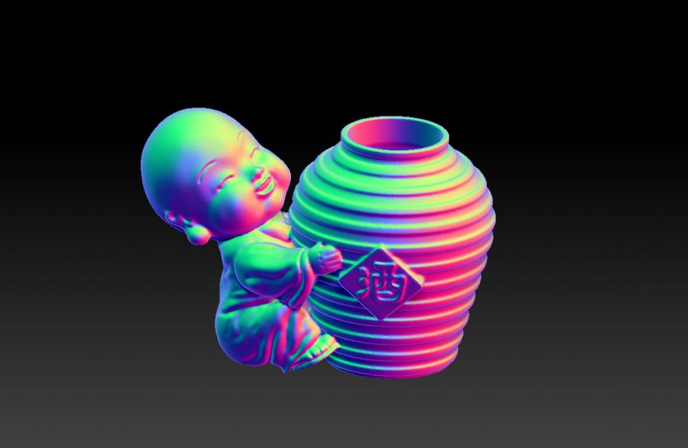 小和尚對酒當(dāng)歌 2-花器 (花瓶)3D打印模型