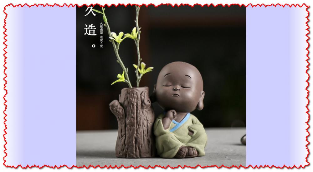 小和尚枯木逢春-禪意小花器 (花瓶)3D打印模型