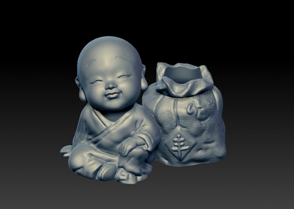 小和尚豐衣足食-禪意小花瓶3D打印模型