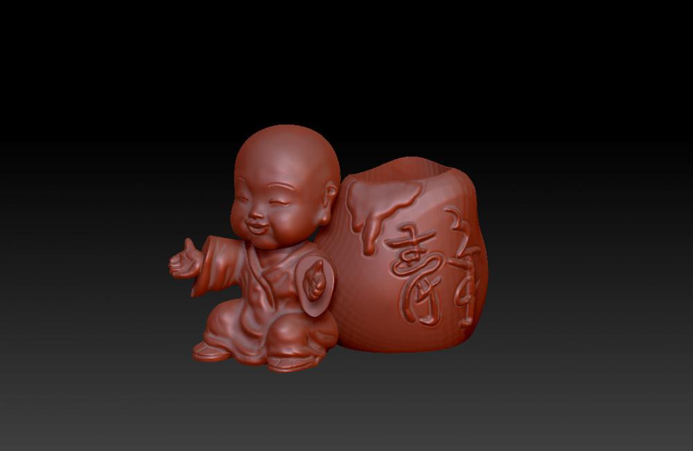 小和尚靜瓶-花器 (花瓶)3D打印模型