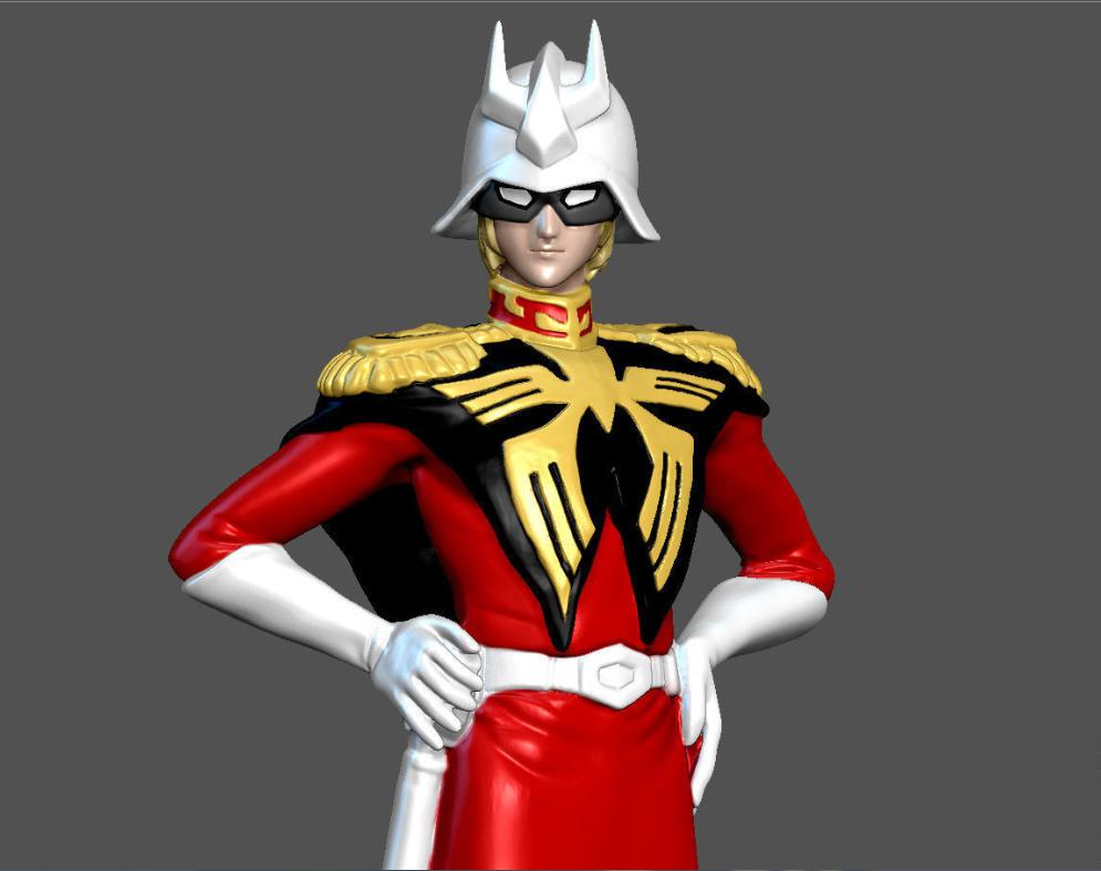 高達(dá)0079 夏亞 叉腰站立 吉翁軍服3D打印模型