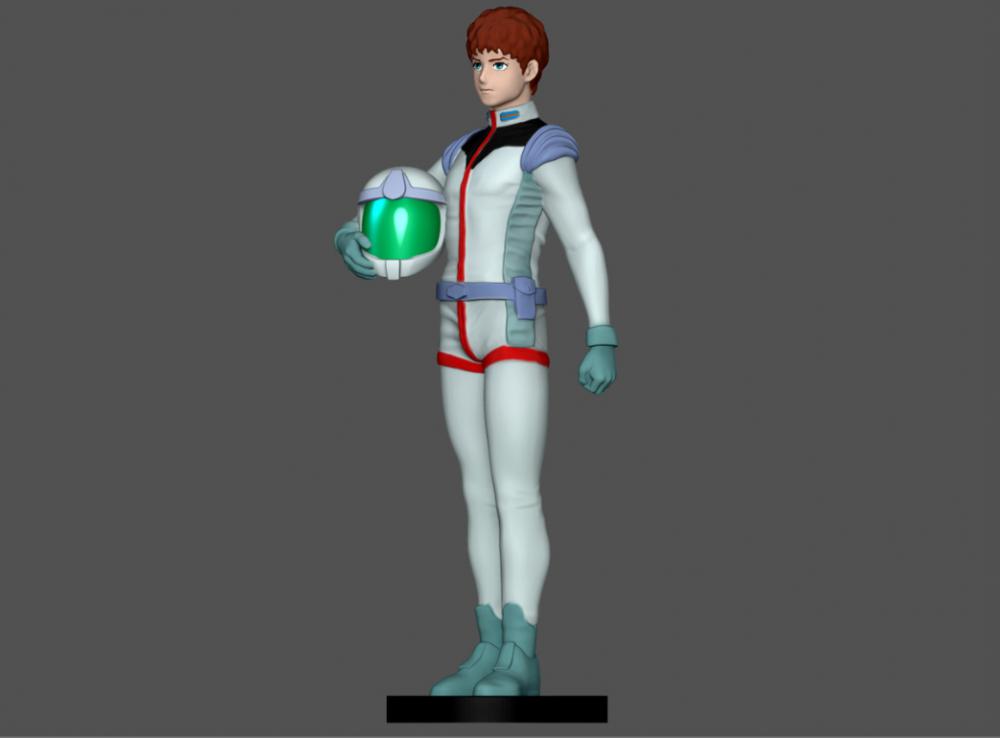 高達0079 阿姆羅 抱頭盔站立 聯(lián)邦機師服3D打印模型