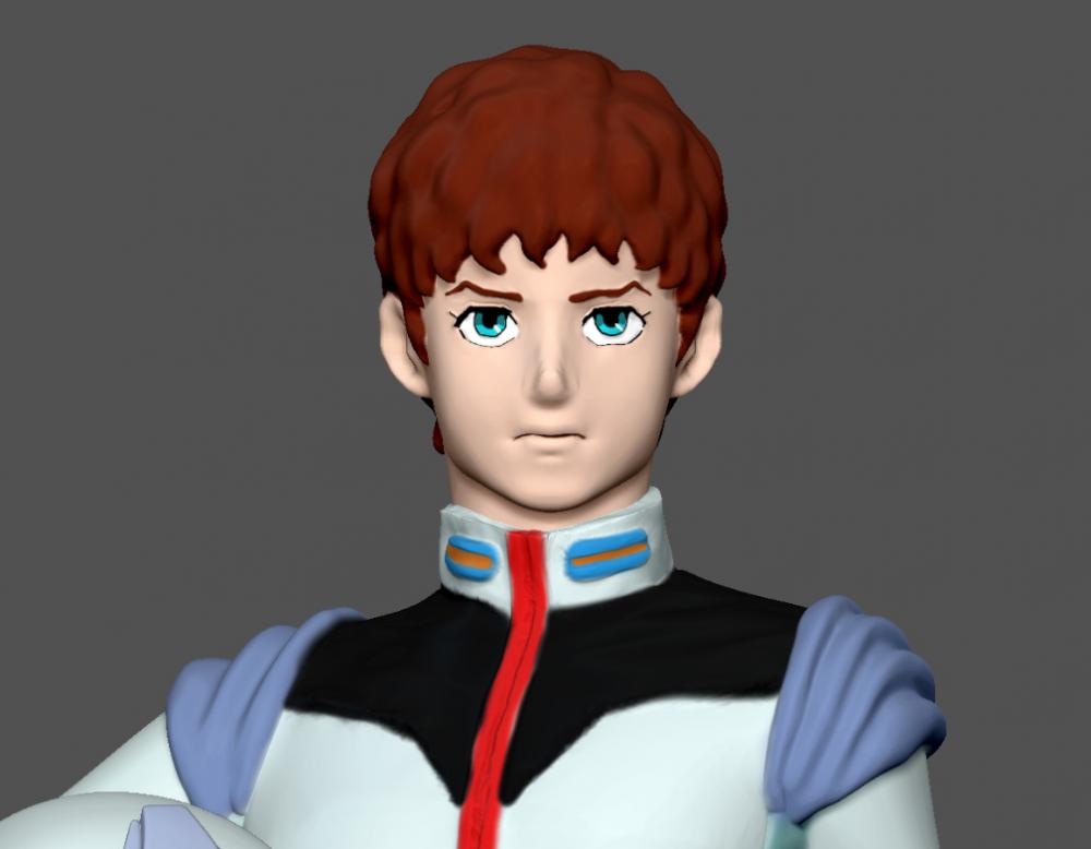 高達(dá)0079 阿姆羅 抱頭盔站立 聯(lián)邦機(jī)師服3D打印模型