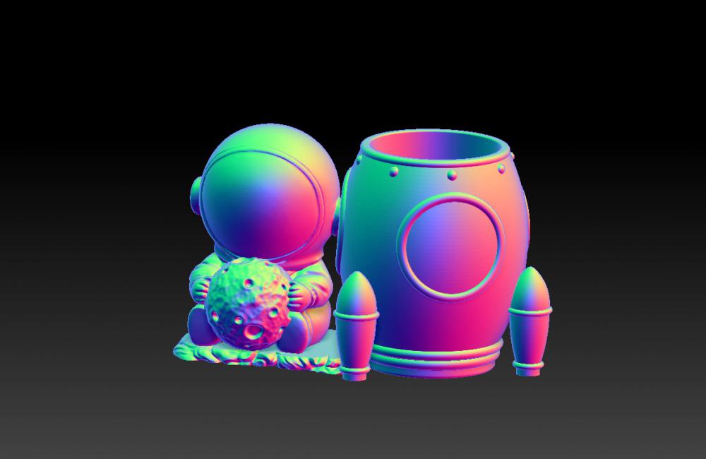 太空人宇航員筆筒 83D打印模型