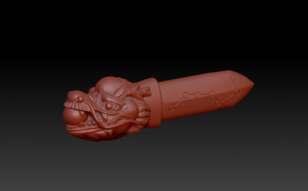 龍頭七星桃木劍3D打印模型