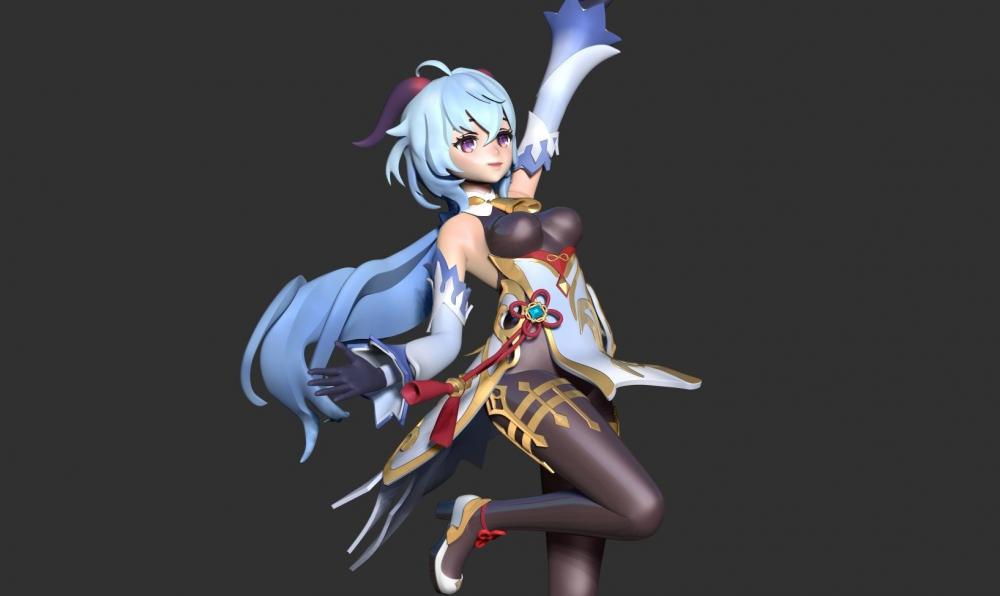 甘雨 帶底座3D打印模型