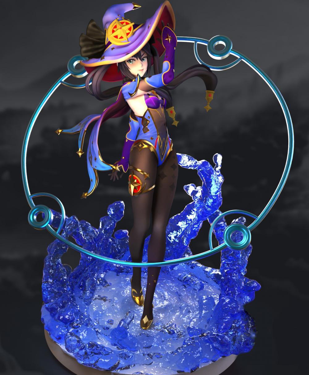 原神 莫娜 水地臺魔法環(huán)版3D打印模型