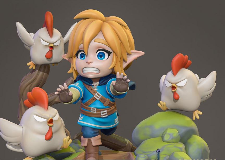 塞爾達傳說王國之淚林克與雞3D打印模型