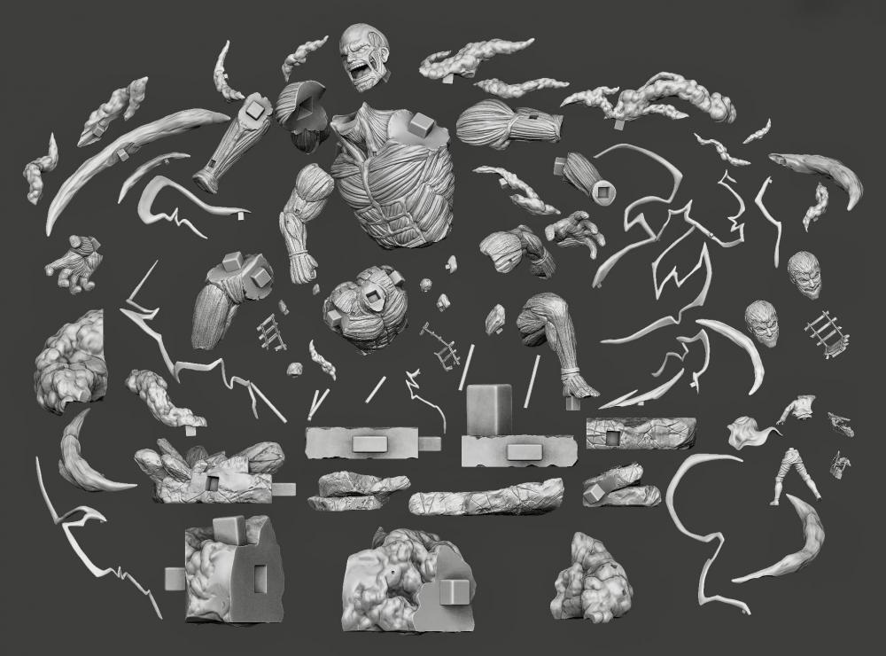 進(jìn)擊的巨人 大型戰(zhàn)斗場景3D打印模型