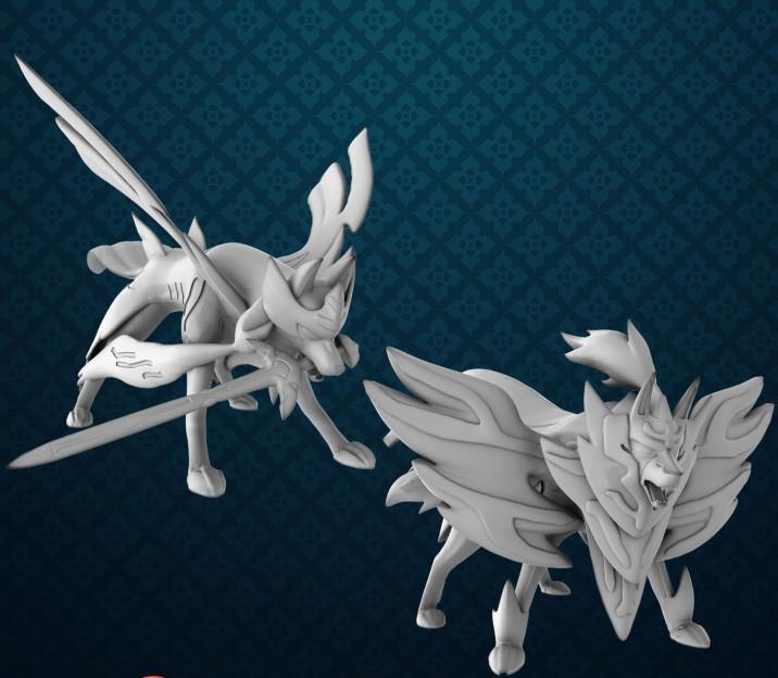 寶可夢(mèng) 劍盾神獸蒼響與藏瑪然特3D打印模型