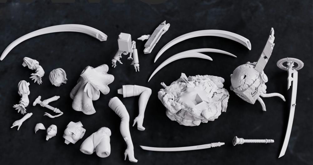 尼爾新紀(jì)元 2B 跳躍攻擊版3D打印模型