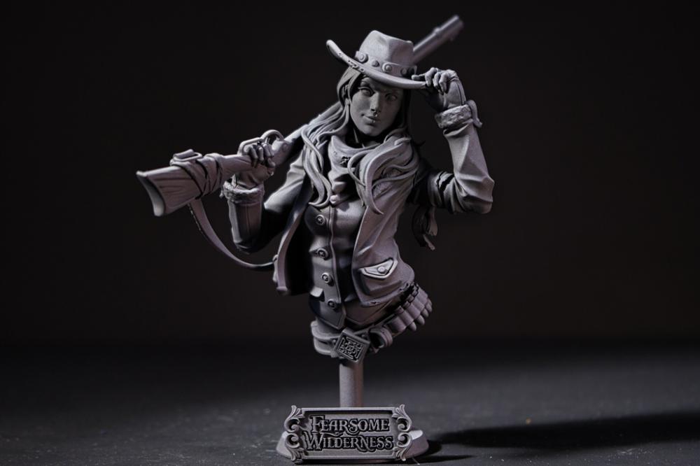 荒野牛仔女槍手胸雕3D打印模型