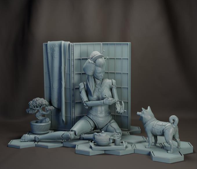 藝妓機(jī)器人3D打印模型