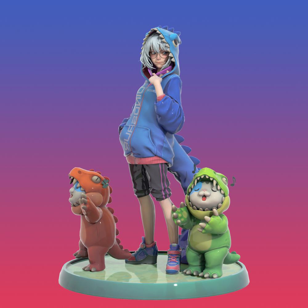 恐龍少女3D打印模型