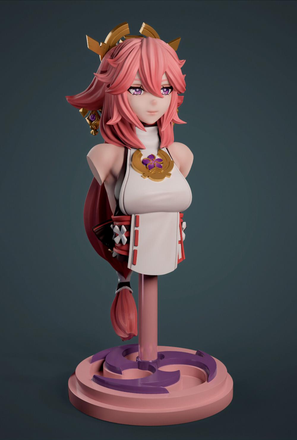 八重神子 胸雕 頭像 頭雕3D打印模型