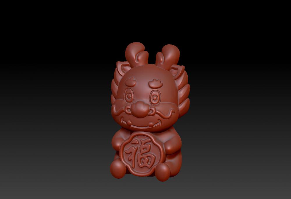 新年招福氣龍吊墜-擺件 3.3D打印模型