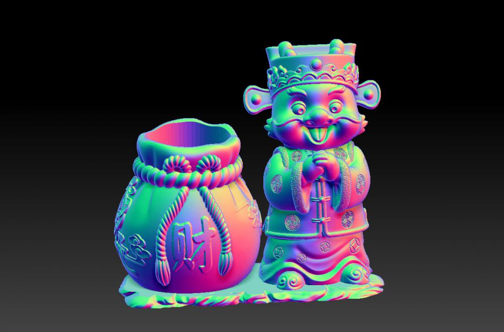 龍年恭喜發(fā)財(cái)筆筒 43D打印模型