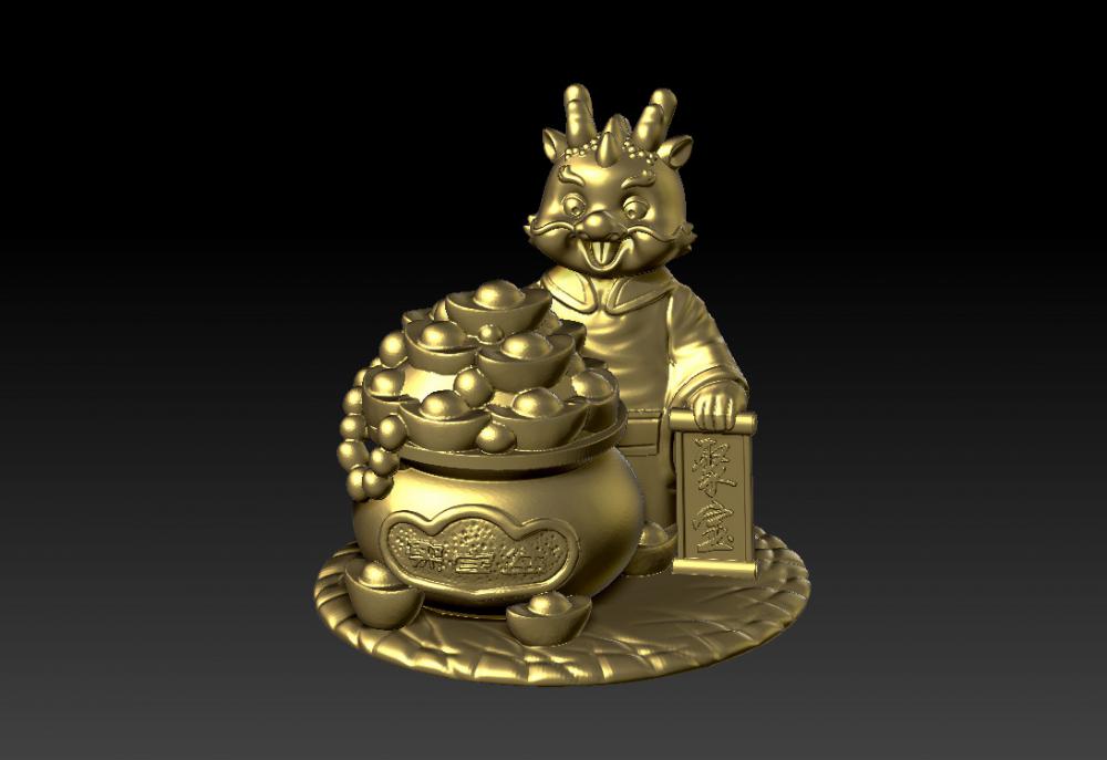金龍報(bào)喜-聚財(cái)擺件 13D打印模型