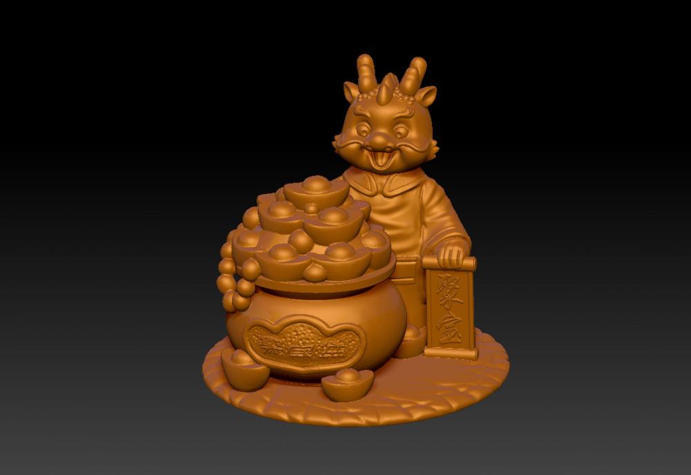 金龍報(bào)喜-聚財(cái)擺件 13D打印模型