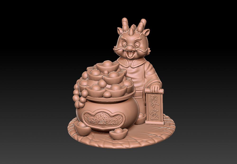 金龍報(bào)喜-聚財(cái)擺件 13D打印模型