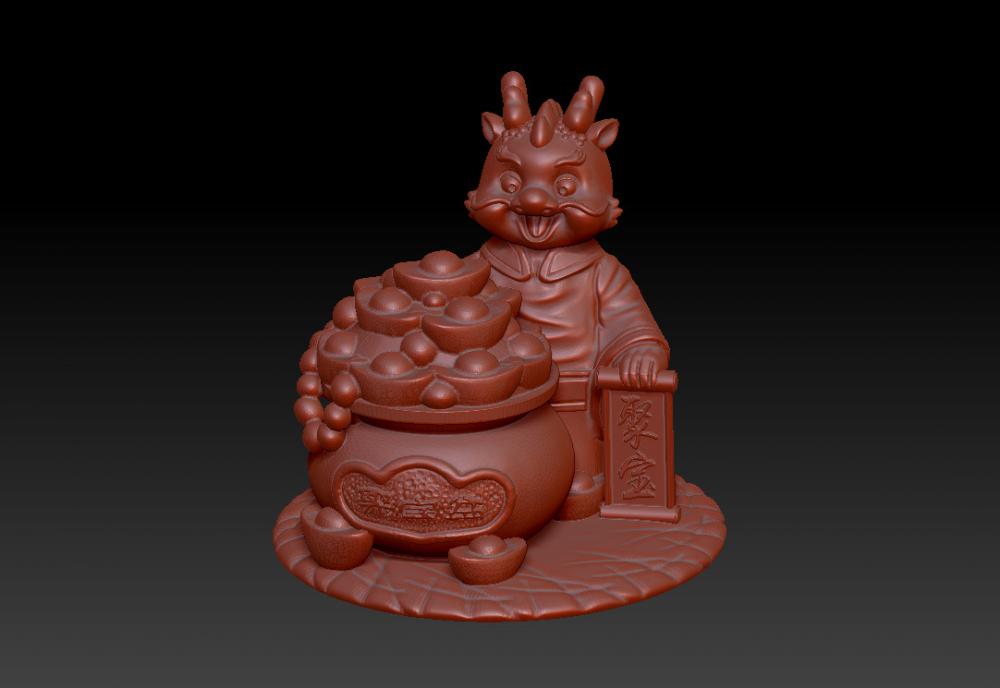 金龍報(bào)喜-聚財(cái)擺件 13D打印模型
