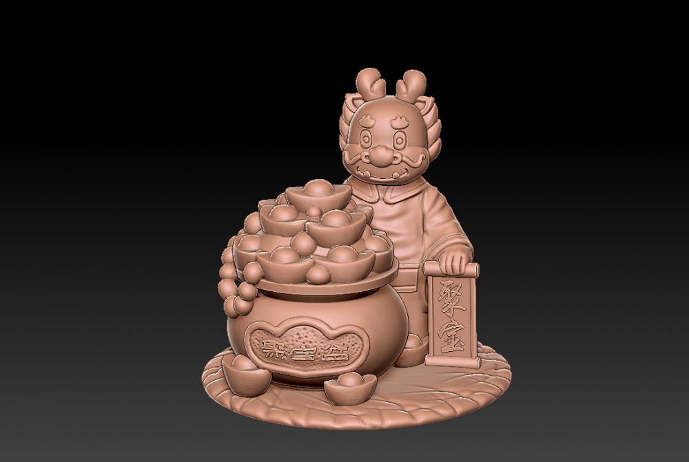 金龍報喜-聚財擺件 23D打印模型