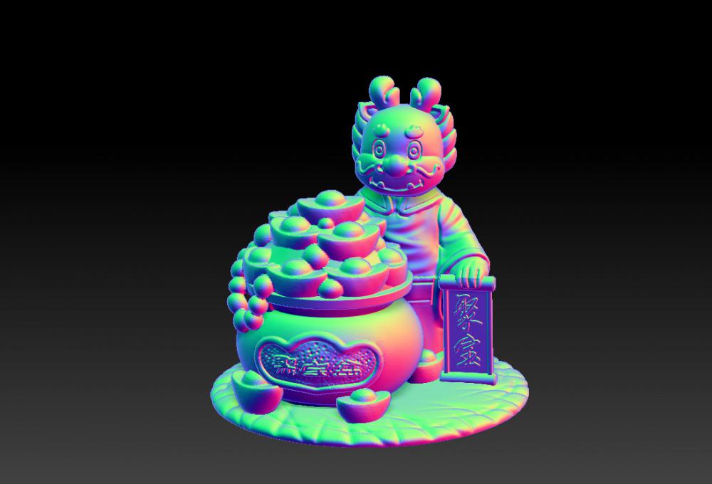 金龍報喜-聚財擺件 23D打印模型