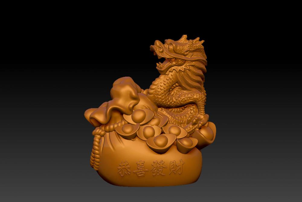 龍年恭喜發(fā)財-擺件 23D打印模型