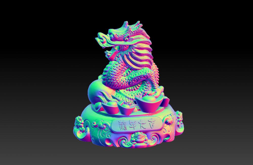 龍年大吉-聚財擺件 13D打印模型