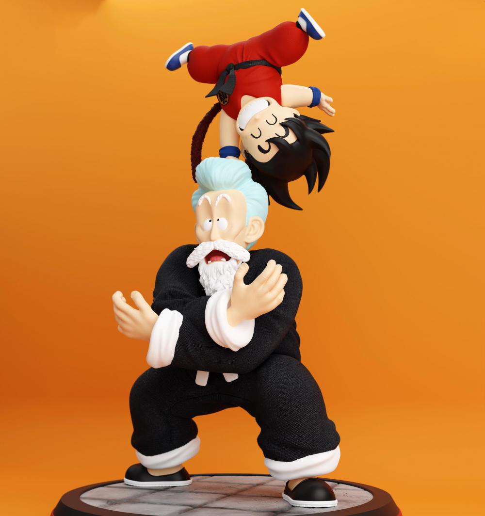 少年悟空和龜仙人3D打印模型