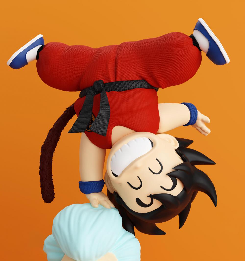 少年悟空和龜仙人3D打印模型