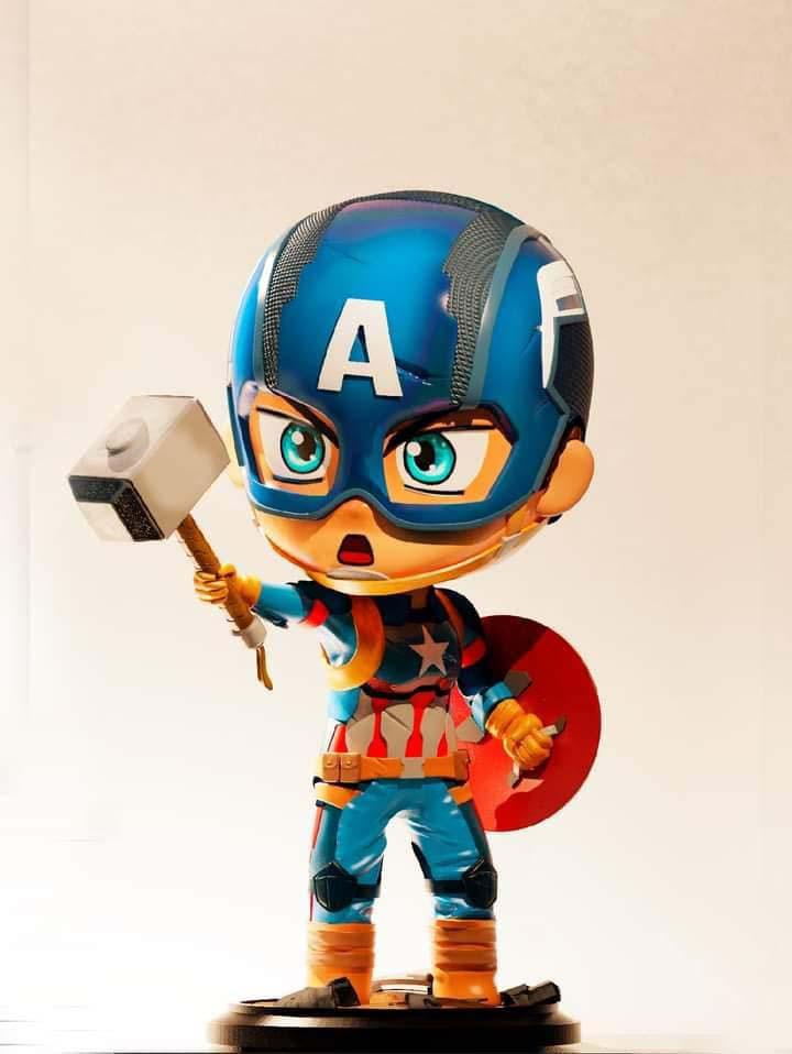 美國隊長 Q版3D打印模型