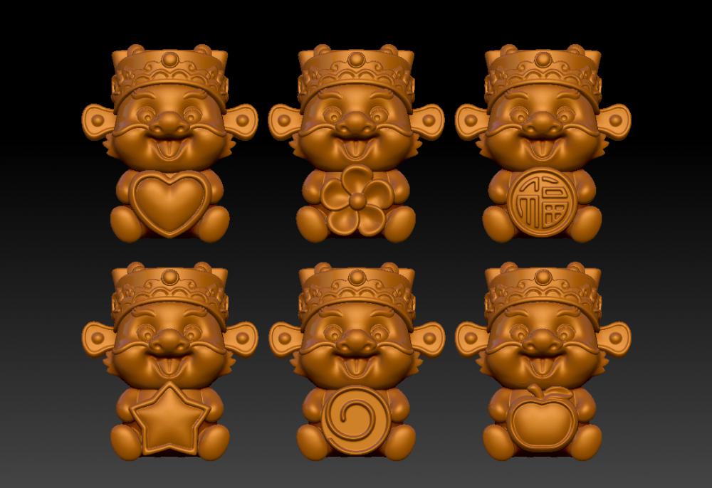  可愛龍-龍財神擺件3D打印模型