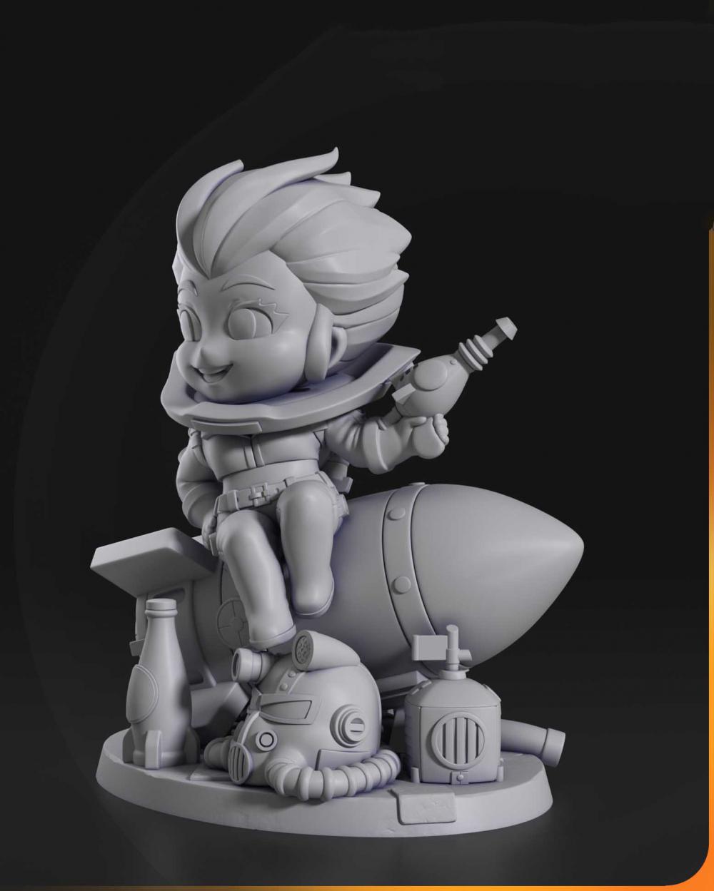 《輻射4》核子小姐 Q版3D打印模型