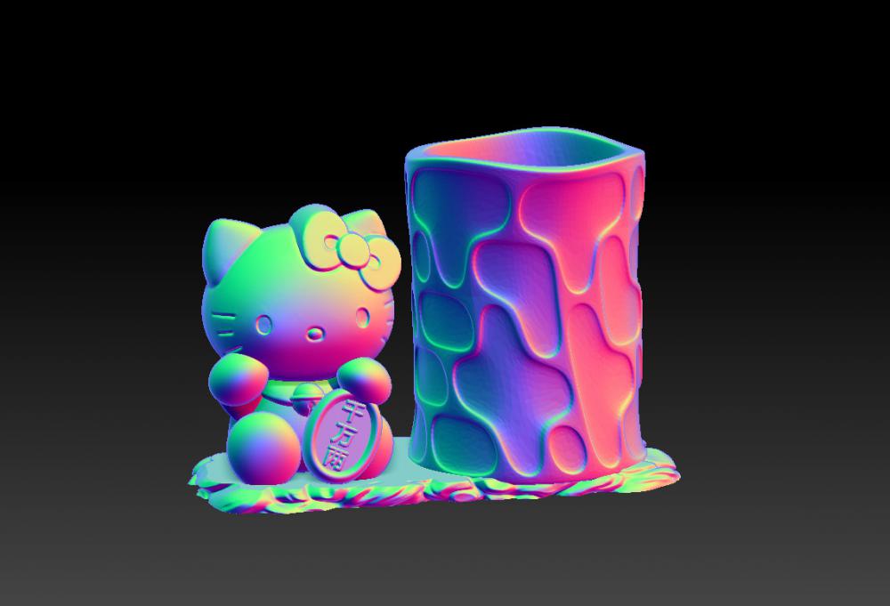 千萬兩招財凱蒂貓筆筒 23D打印模型