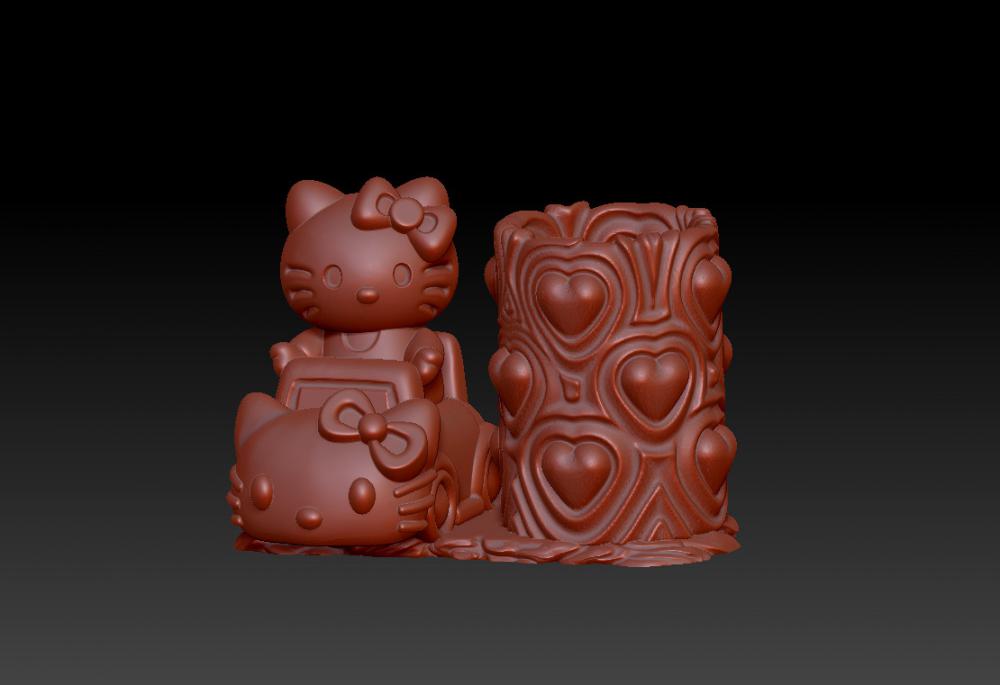 凱蒂貓開(kāi)車筆筒 33D打印模型